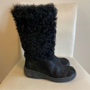 Oscar Sport Leather Fur Winter Snow Boots Italian Black Size 37 / 6
